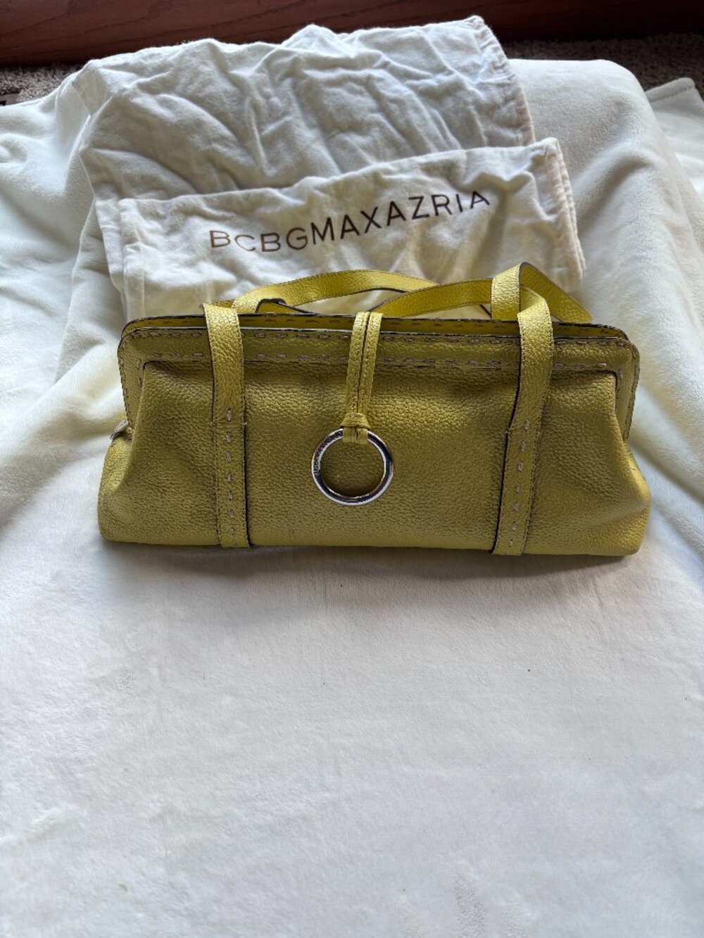 BCBG satchel in bright yellow